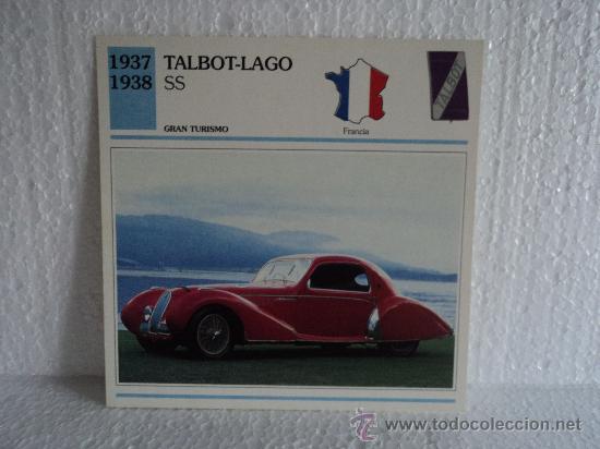Coleccionismo cromos antiguos: FICHA AUTOS DE COLECCION TALBOT-LAGO SS - Foto 1