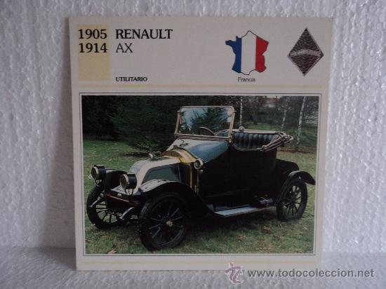 Coleccionismo cromos antiguos: FICHA AUTOS DE COLECCION RENAULT AX - Foto 1
