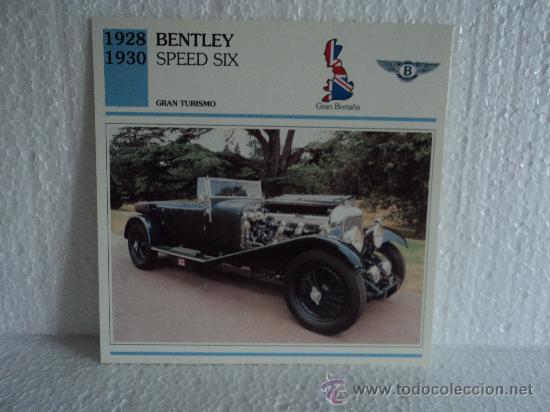 Coleccionismo cromos antiguos: FICHA AUTOS DE COLECCION BENTLEY SPEED SIX - Foto 1