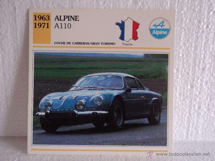 Coleccionismo cromos antiguos: FICHA AUTOS DE COLECCION ALPINE A110 - Foto 1