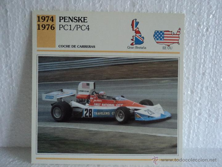 Coleccionismo cromos antiguos: FICHA AUTOS DE COLECCION PENSKE PC1/PC4 - Foto 1