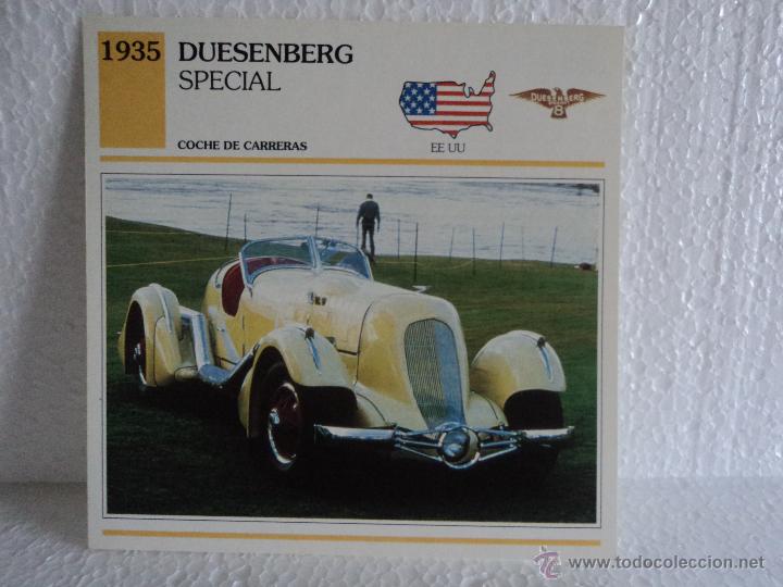 Coleccionismo cromos antiguos: FICHA AUTOS DE COLECCION DUESENBERG SPECIAL - Foto 1