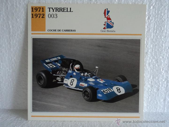 Coleccionismo cromos antiguos: FICHA AUTOS DE COLECCION TYRRELL 003 - Foto 1