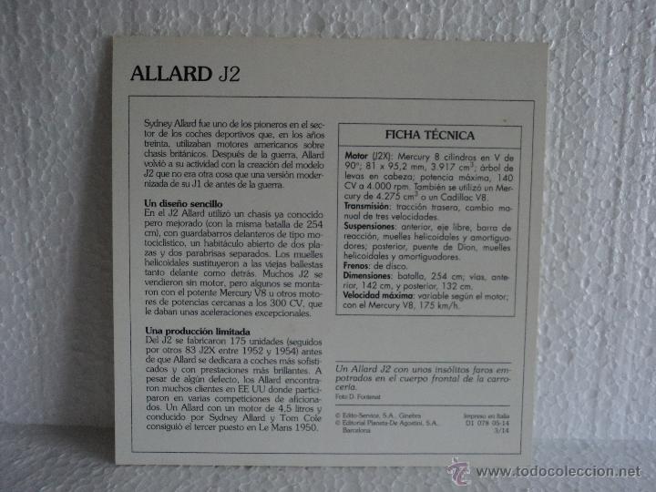 Coleccionismo cromos antiguos: FICHA AUTOS DE COLECCION ALLARD J2 - Foto 2