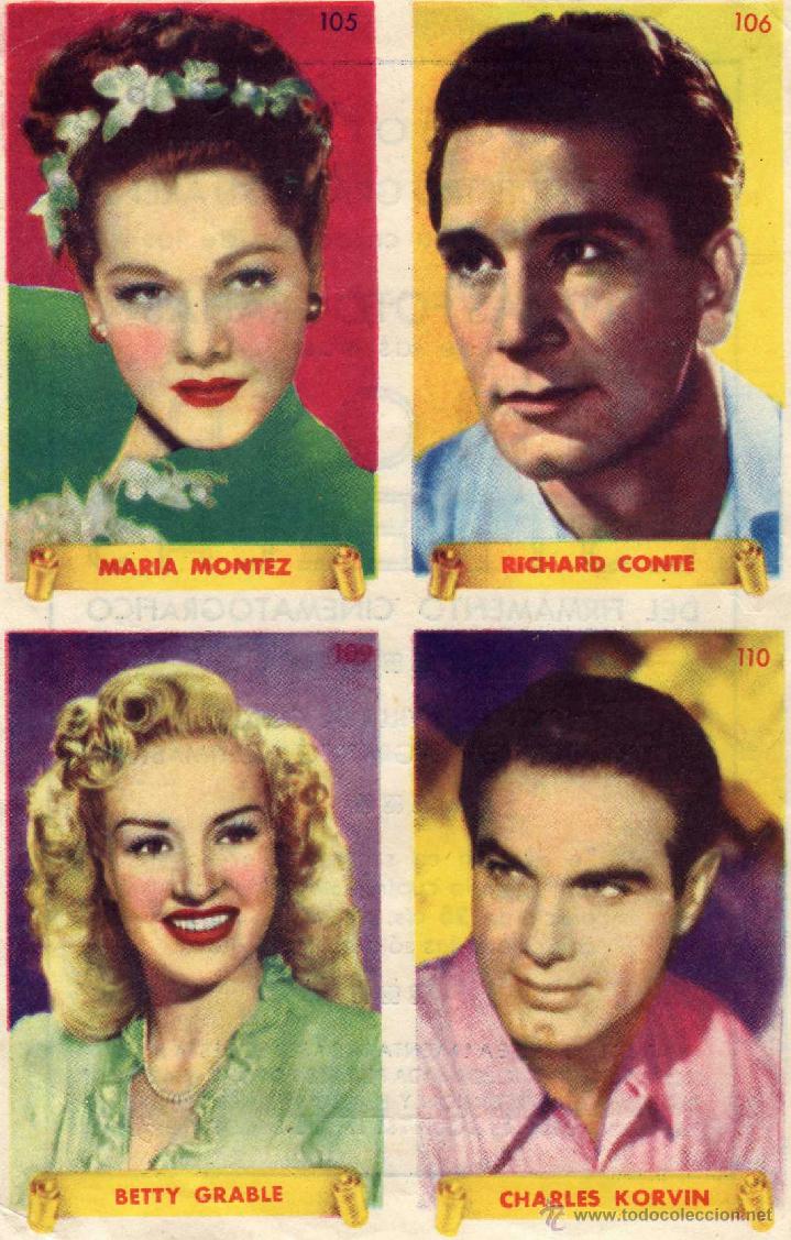 Collectable Antique Stickers: cartelito con 4 cromos anunciando la coleccion de famosas estrellas del firmamento cinematografico