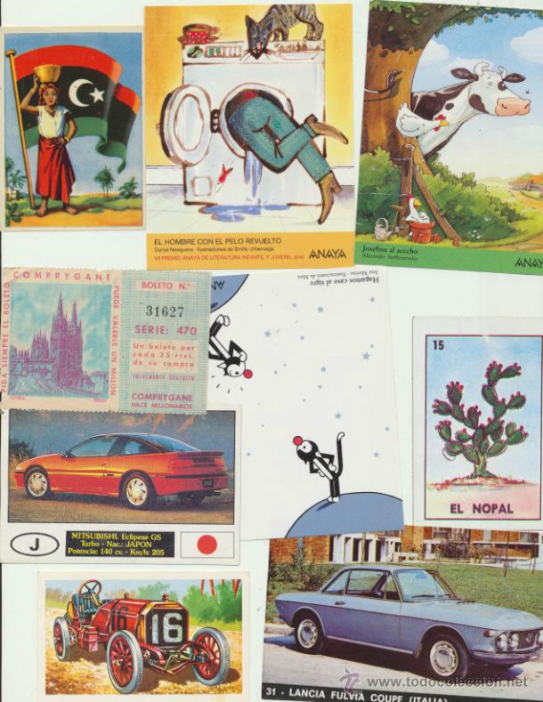 Collezionismo Figurine antiche: Lote de 9 cromos varios: Banderas del Universo,Autom&oacute;viles...