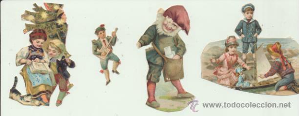 Collezionismo Figurine antiche: Lote de 4 cromos de publicidad siglo XIX. recortados.