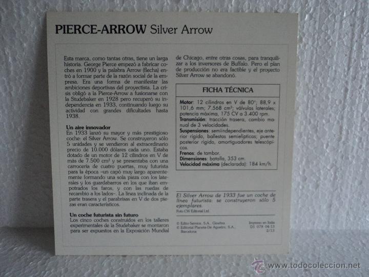 Coleccionismo cromos antiguos: FICHAS AUTOS DE COLECCION PIERCE-ARROW Silver Arrow - Foto 2