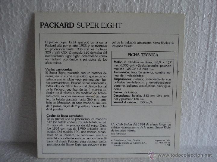 Coleccionismo cromos antiguos: FICHAS AUTOS DE COLECCION PACKARD SUPER EIGHT - Foto 2