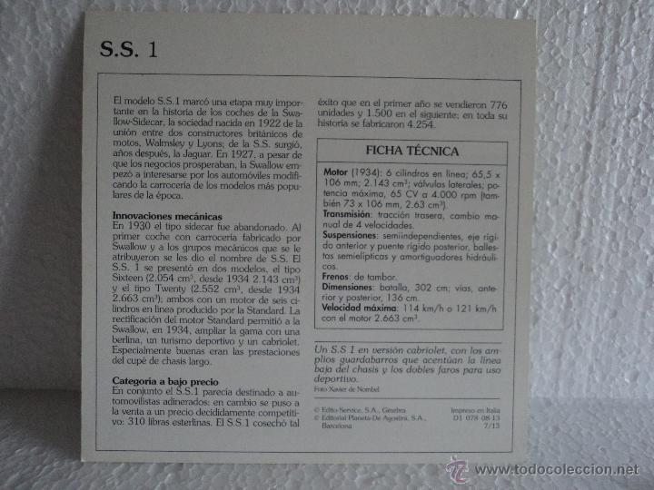 Coleccionismo cromos antiguos: FICHAS AUTOS DE COLECCION S.S 1 - Foto 2