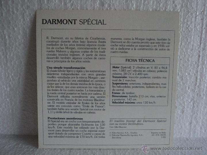 Coleccionismo cromos antiguos: FICHAS AUTOS DE COLECCION DARMONT SPECIAL - Foto 2