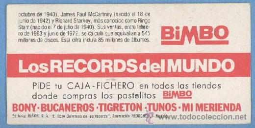 Coleccionismo cromos antiguos: The Beatles - Records - BIMBO - Foto 2