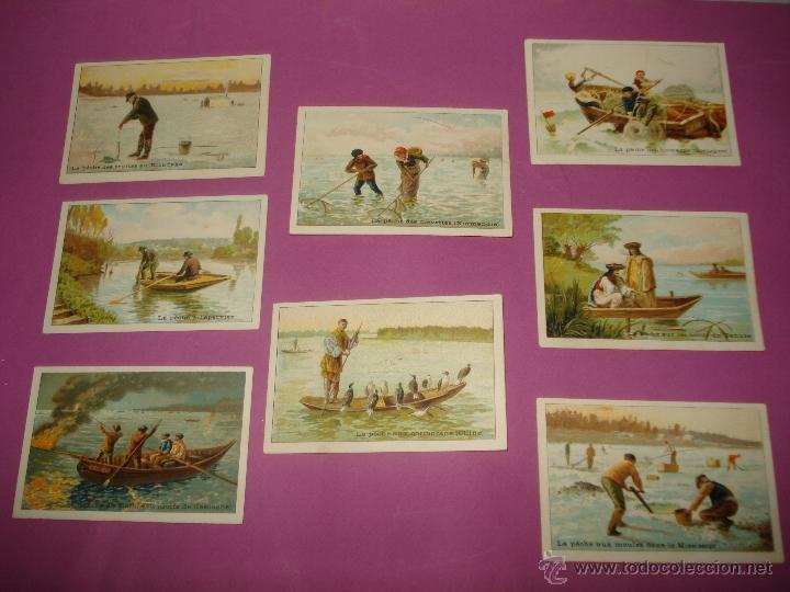 Collezionismo Figurine antiche: Antiguos Cromos Litografiados DIFERENTES TIPOS DE PESCA EN EL MUNDO en Frances . A&ntilde;o 1920-30s