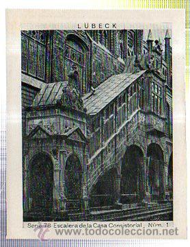 Coleccionismo Cromos antiguos: ALBUM DEL CUPON PENINSULAR 1932. SERIE 78. LUBECK. ESCALERA DE LA CASA CONSISTORIAL. N&Uacute;M. 1.