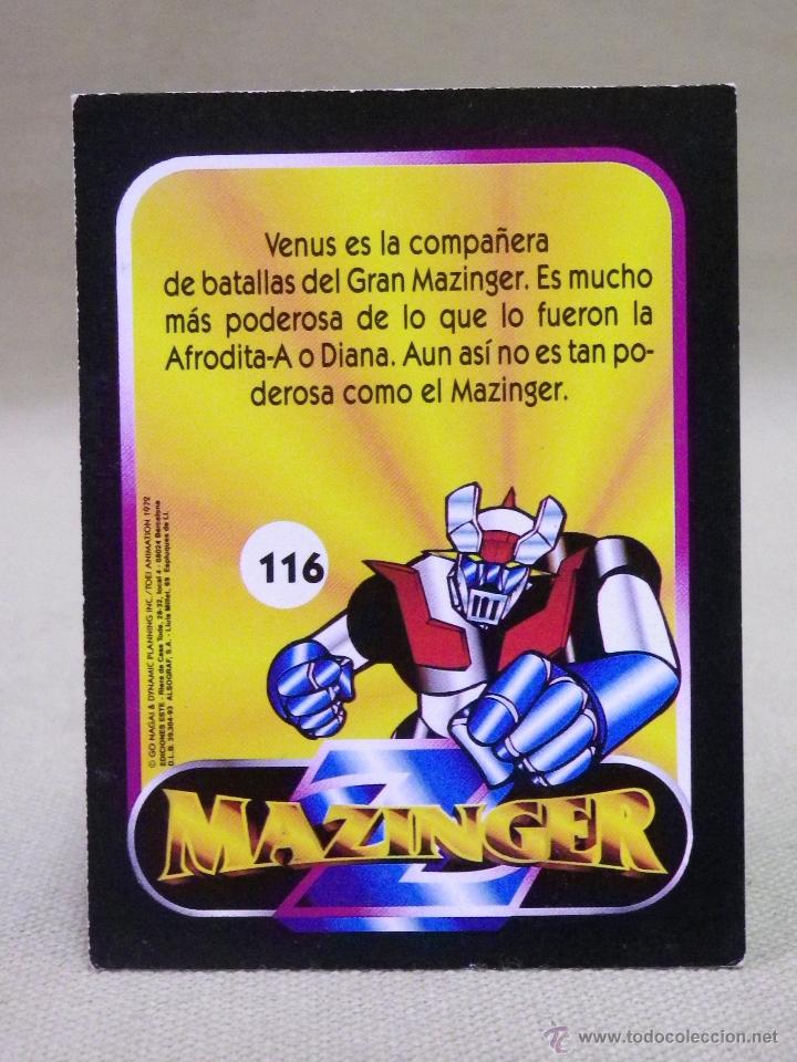 Coleccionismo cromos antiguos: CROMO MAZINGER, EDICIONES ESTE, N&ordm; 116, NUNCA PEGADO - Foto 2