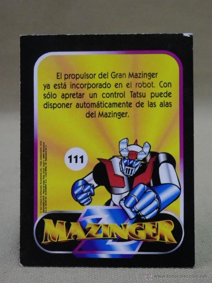 Coleccionismo cromos antiguos: CROMO MAZINGER, EDICIONES ESTE, N&ordm; 111, NUNCA PEGADO - Foto 2