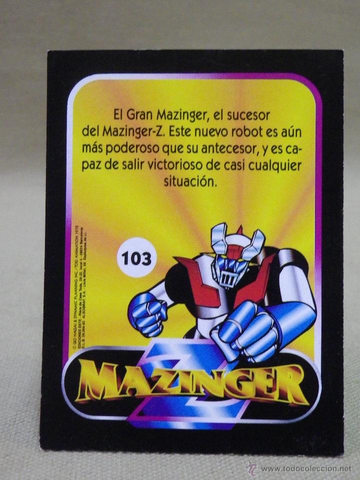 Coleccionismo cromos antiguos: CROMO MAZINGER, EDICIONES ESTE, N&ordm; 103, NUNCA PEGADO - Foto 2