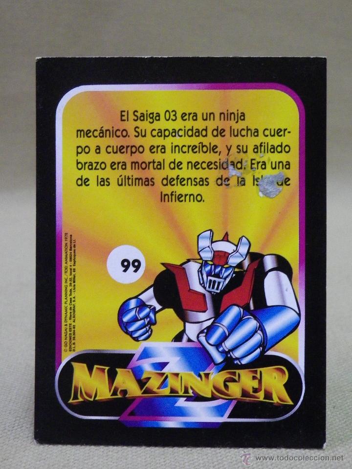 Coleccionismo cromos antiguos: CROMO MAZINGER, EDICIONES ESTE, N&ordm; 99, NUNCA PEGADO - Foto 2