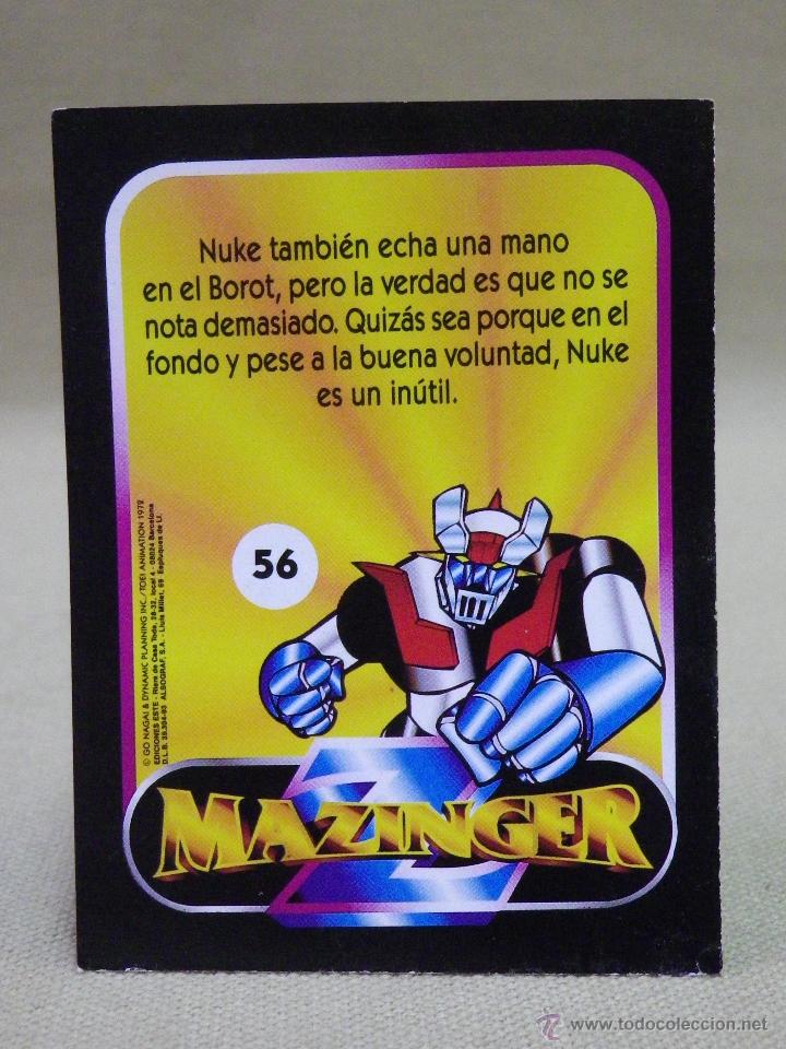 Coleccionismo cromos antiguos: CROMO MAZINGER, EDICIONES ESTE, N&ordm; 56, NUNCA PEGADO - Foto 2