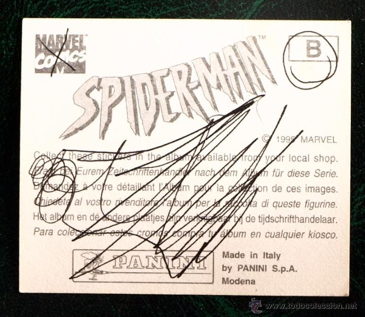 Coleccionismo cromos antiguos: - SPIDERMAN - N&ordm; B - EDITORIAL PANINI 1995 MARVEL - - Foto 2