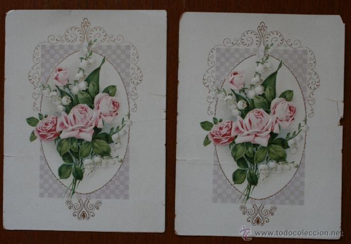 Collectable Antique Stickers: PAREJA DE ANTIGUAS TARJETAS ESTAMPAS ESCENA DE ROSAS EN RELIEVE - COLECCIONISTAS - TIPO CROMOS