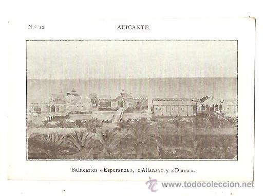 Coleccionismo Cromos antiguos: CROMO PUBLICIDAD CON VISTA DE ALICANTE N&ordm; 12 &ndash; BALNEARIOS ESPERANZA, ALIANZA Y DIANA &ndash; A&Ntilde;O 1904