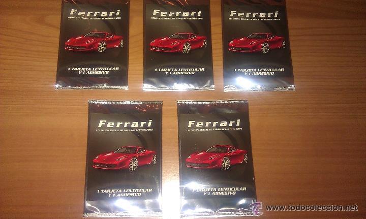 Coleccionismo cromos antiguos: LOTE DE 5 SOBRES DE CROMOS NUEVOS SIN ABRIR DE LA COLECCI&Oacute;N OFICIAL FERRARI DE SHELL