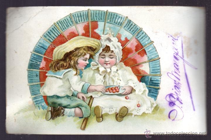 Colecionismo Cromos antigos: CROMO ANTIGUO SIGLO XIX CON PUBLICIDAD GALLETAS Y BIZCOCHOS VI&Ntilde;AS Y COMPA&Ntilde;IA 11X 7 CM APROX.