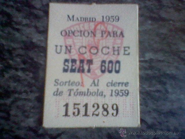 Coleccionismo cromos antiguos: cromo 1959 con publicidad sorteo SEAT 600  BE 3,5 X 2,5 CMS