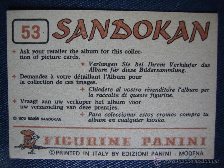Coleccionismo cromos antiguos: Cromo de Sandokan. ED Figuirine de Panini - Foto 2