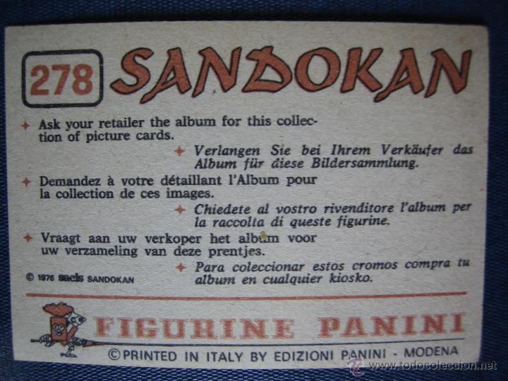 Coleccionismo cromos antiguos: Cromo de Sandokan. ED Figuirine de Panini - Foto 2