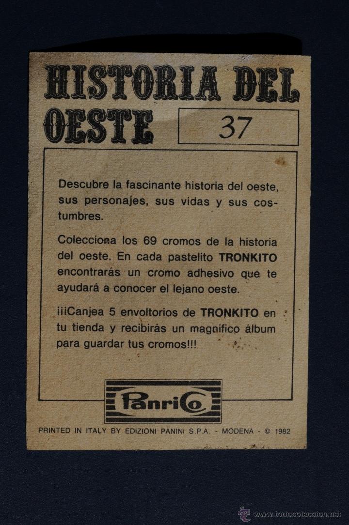 Coleccionismo Cromos antiguos: Antiguo cromo adhesivo de la colección HISTORIA DEL OESTE de Panrico. Nº 37. Año 1982 - Foto 2 - 46081650