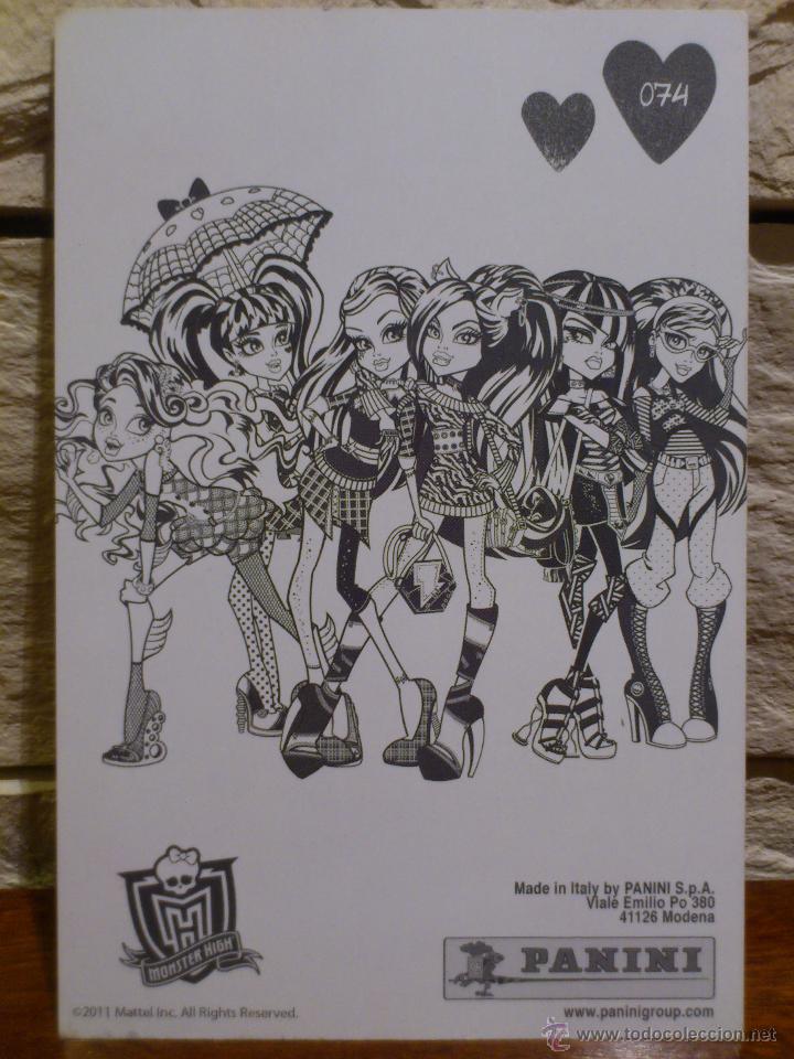 Coleccionismo cromos antiguos: CROMO - MONSTER HIGH - PANINI - 2011 - POSTAL - N&ordm; 74 - Foto 2