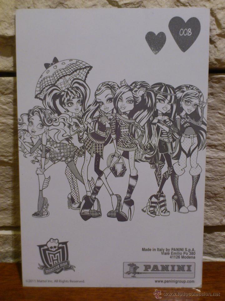 Coleccionismo cromos antiguos: CROMO - MONSTER HIGH - PANINI - 2011 - POSTAL - N&ordm; 8 - Foto 2