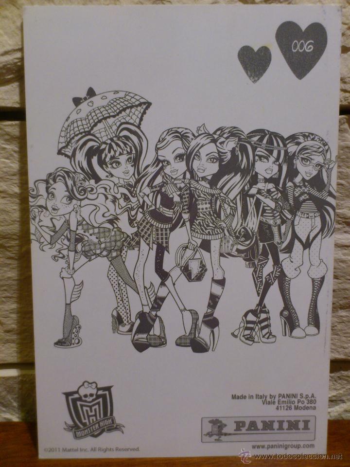 Coleccionismo cromos antiguos: CROMO - MONSTER HIGH - PANINI - 2011 - POSTAL - N&ordm; 6 - Foto 2