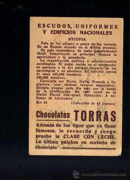 Coleccionismo cromos antiguos: Cromo Etiopia. Escudos, Uniformes y Edificios Nacionales. - Foto 2