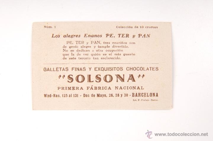 Coleccionismo cromos antiguos: COLECCION COMPLETA DE 10 CROMOS LOS ALEGRES ENANOS  PETER Y PAN CHOCOLATES SOLSONA - Foto 4