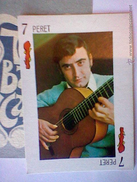 Coleccionismo Cromos antiguos: carta cromo telebanco tele banco cancion trasera azul Peret musica siete 7  bastos
