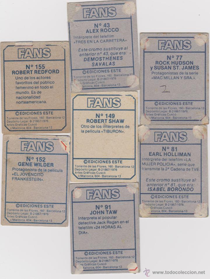 Coleccionismo cromos antiguos: FANS LOTE 7 CROMOS - Foto 2