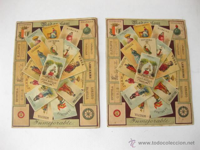 Coleccionismo Cromos antiguos: Dos cromos publicitarios de tejidos. Juan Batll&oacute;, Barcelona.