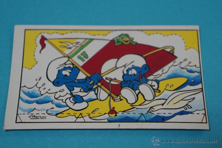 Coleccionismo cromos antiguos: CROMO DE LOS PITUFOS WIND-SURF DE ROMAGOSA - Foto 1