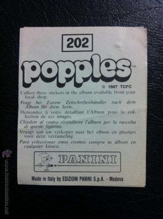 Coleccionismo cromos antiguos: CROMO POPPLES N&ordm; 202 - DE PANINI - 1987. - Foto 2