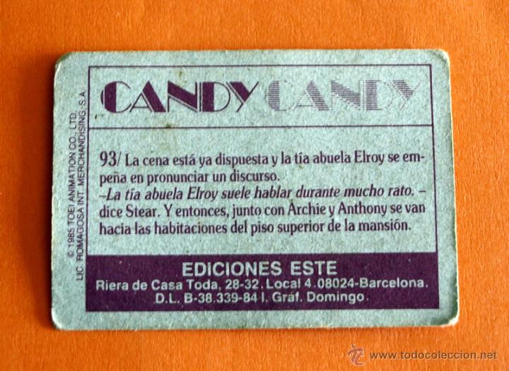 Coleccionismo cromos antiguos: CROMO CANDY CANDY - N&ordm; 93 - EDICIONES ESTE 1985 - - Foto 2