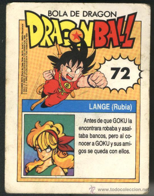 Coleccionismo cromos antiguos: DRAGON BALL - LANGE  -N&ordm; 72 - Foto 2