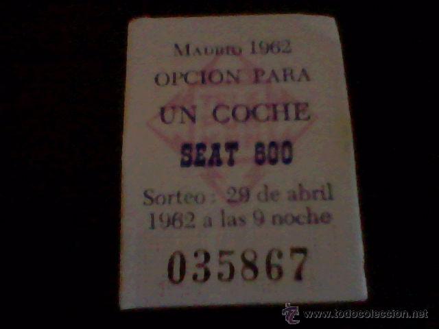 Coleccionismo cromos antiguos: &acute;cromo tombola benefica a&ntilde;os 1960 trasera publicidad SORTEO COCHE SEAT 600 *1 X1