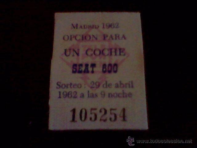 Coleccionismo cromos antiguos: &acute;cromo tombola benefica a&ntilde;os 1960 trasera publicidad SORTEO COCHE SEAT 600 *1 X1 -