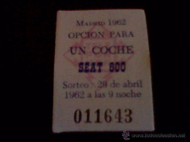 Coleccionismo cromos antiguos: &acute;cromo tombola benefica a&ntilde;os 1960 trasera publicidad SORTEO COCHE SEAT 600 *1 X1 --
