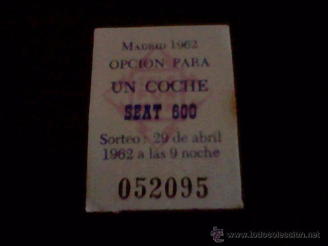 Coleccionismo cromos antiguos: &acute;cromo tombola benefica a&ntilde;os 1962 trasera publicidad SORTEO COCHE SEAT 600 *1 X1 -