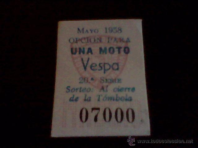 Coleccionismo Cromos antiguos: &acute;cromo tombola benefica a&ntilde;os 1958 trasera publicidad SORTEO MOTO VESPA  *1 X1 -