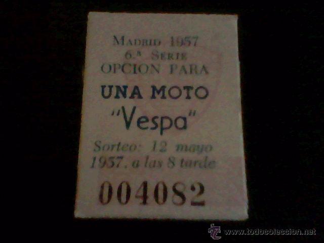 Coleccionismo Cromos antiguos: &acute;cromo tombola benefica a&ntilde;os 1957 trasera publicidad SORTEO MOTO VESPA *1 X1 -